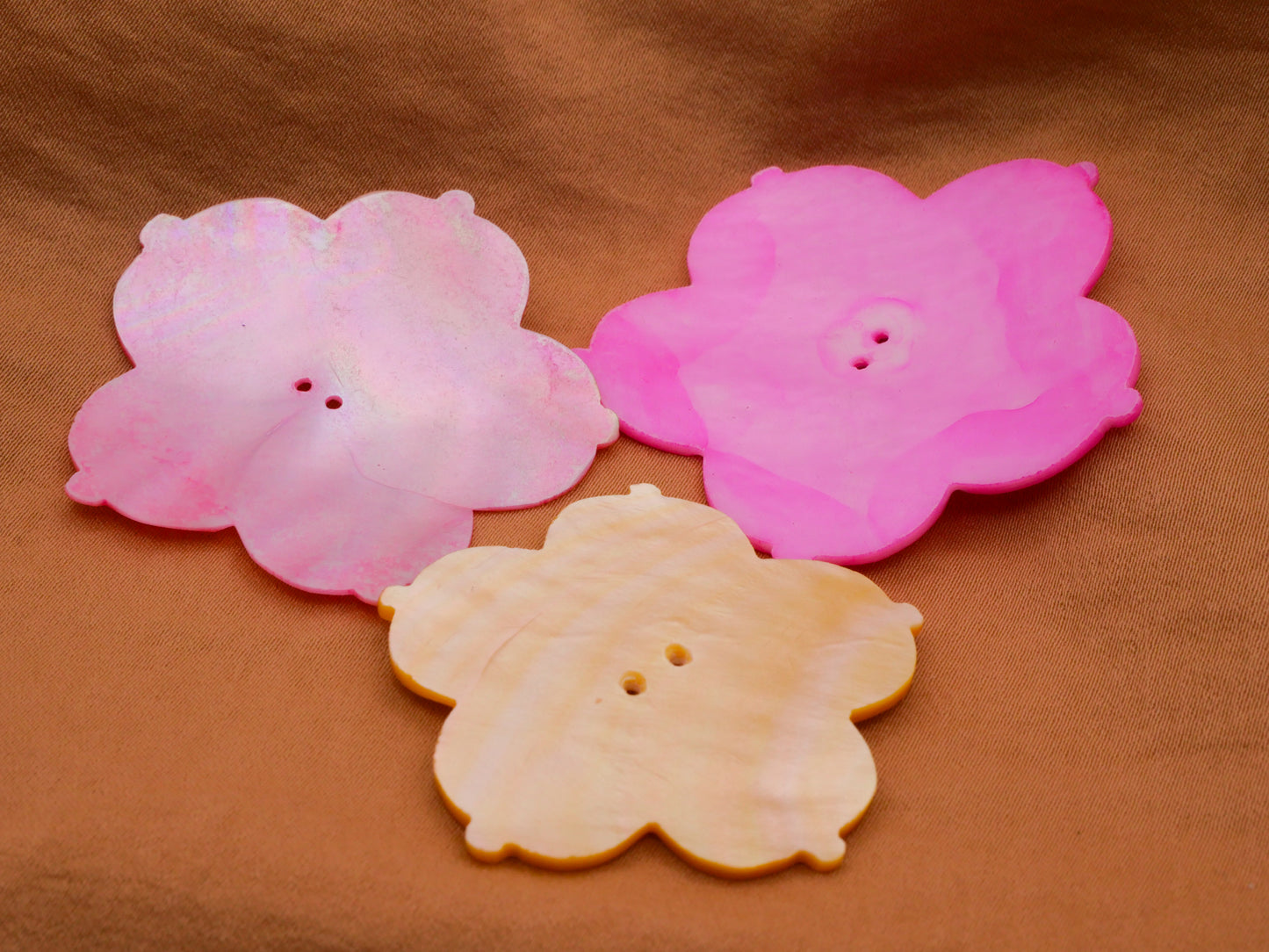 Hibiscus Mother of Pearl Carved Large Button Various 40-47mm