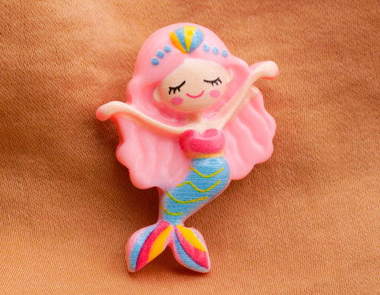 Mermaid Princess Pink Plastic Kids Button 25x34mm
