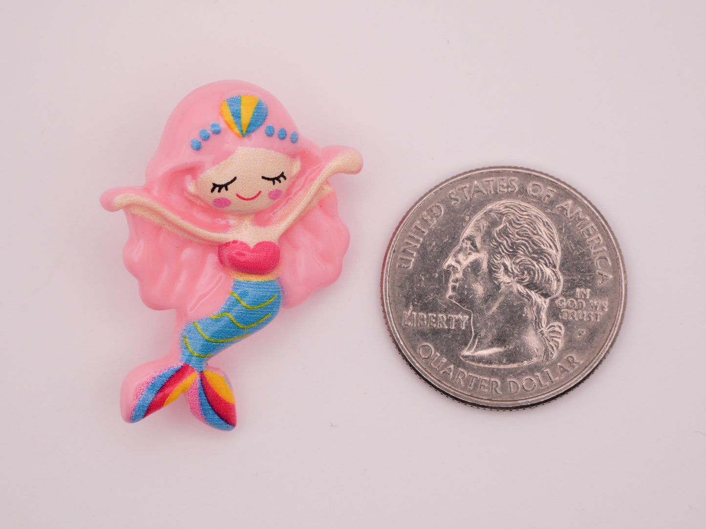 Mermaid Princess Pink Plastic Kids Button 25x34mm