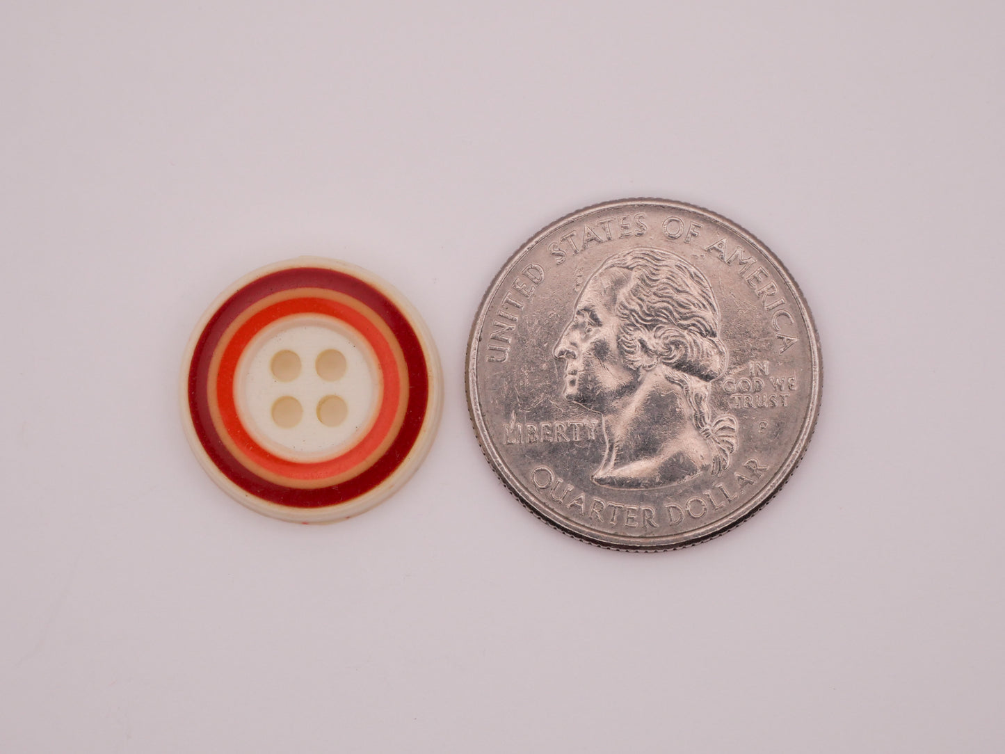 Stripe Orange Red Ivory Vintage Plastic Pair of Buttons 18mm