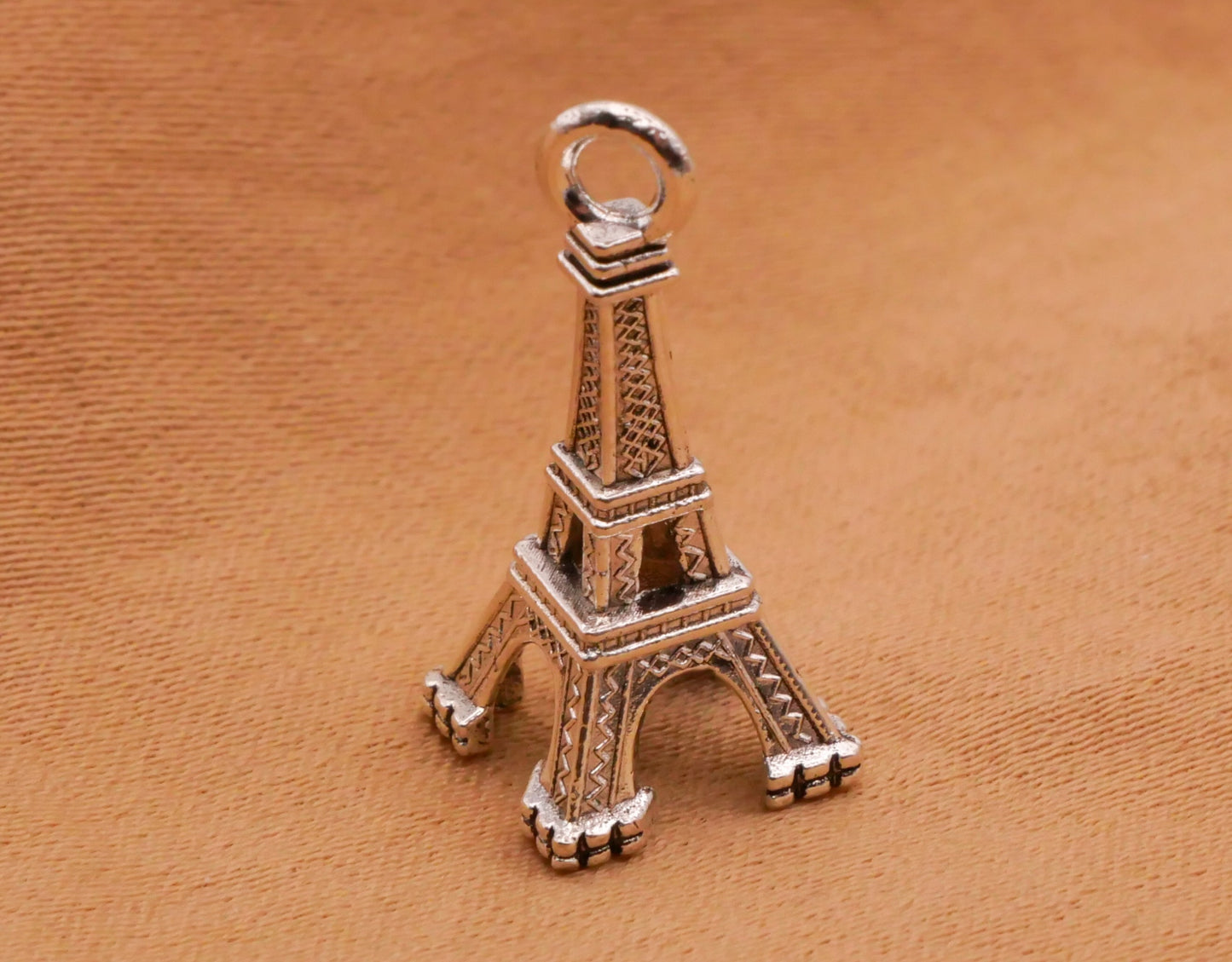 Eiffel Tower Paris France Silver Metal Set of Five Charms Embellishments 9x20mm