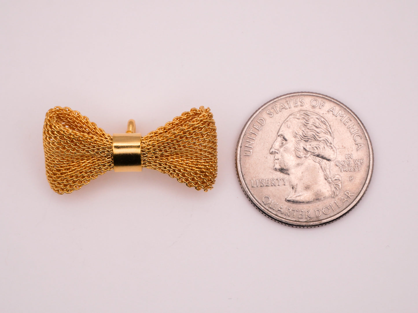 Bow Mesh Gold Metal Vintage Button 16x30mm