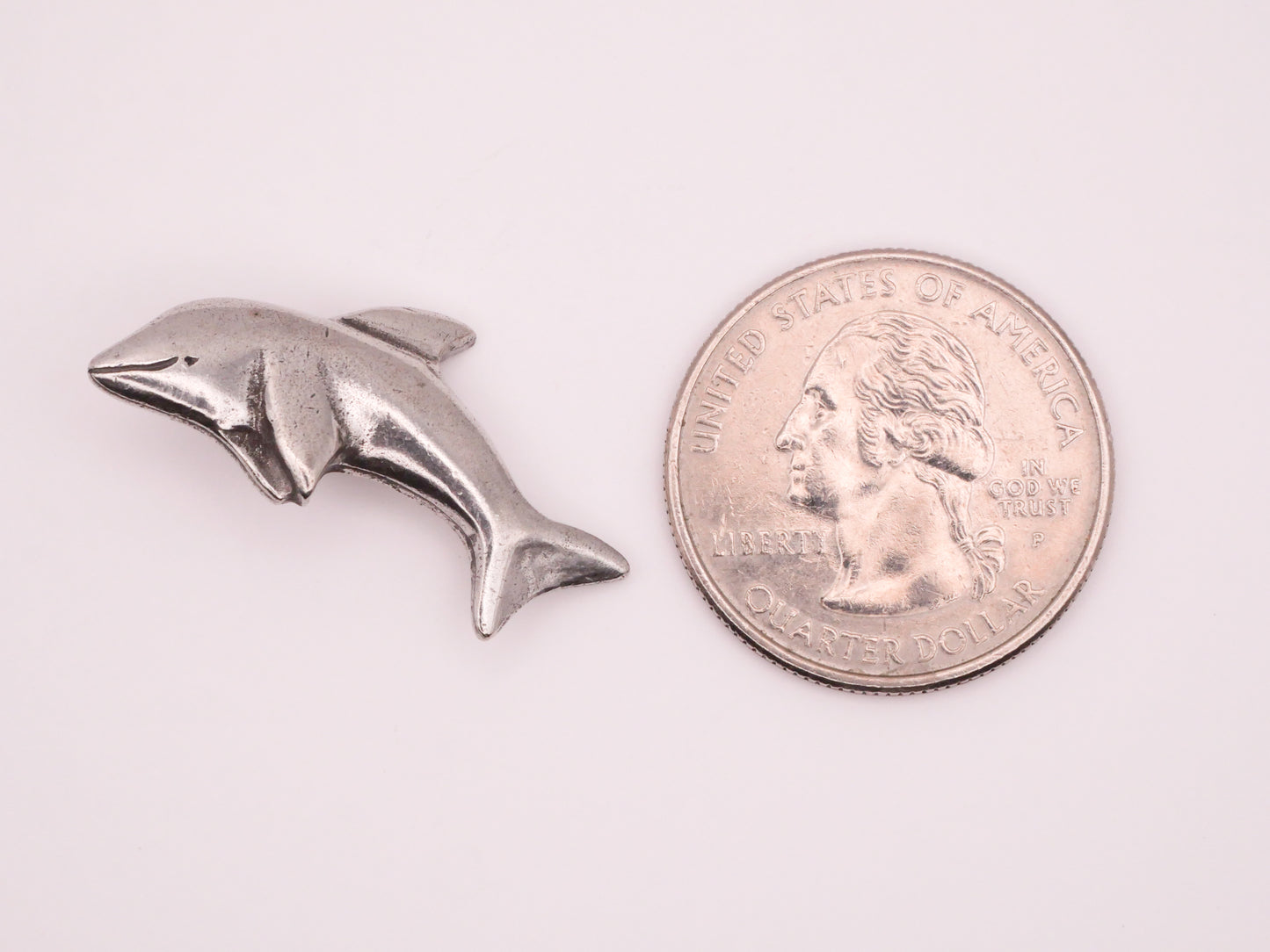 Dolphin Danforth Pewter Back Mark Metal Button 16x31mm