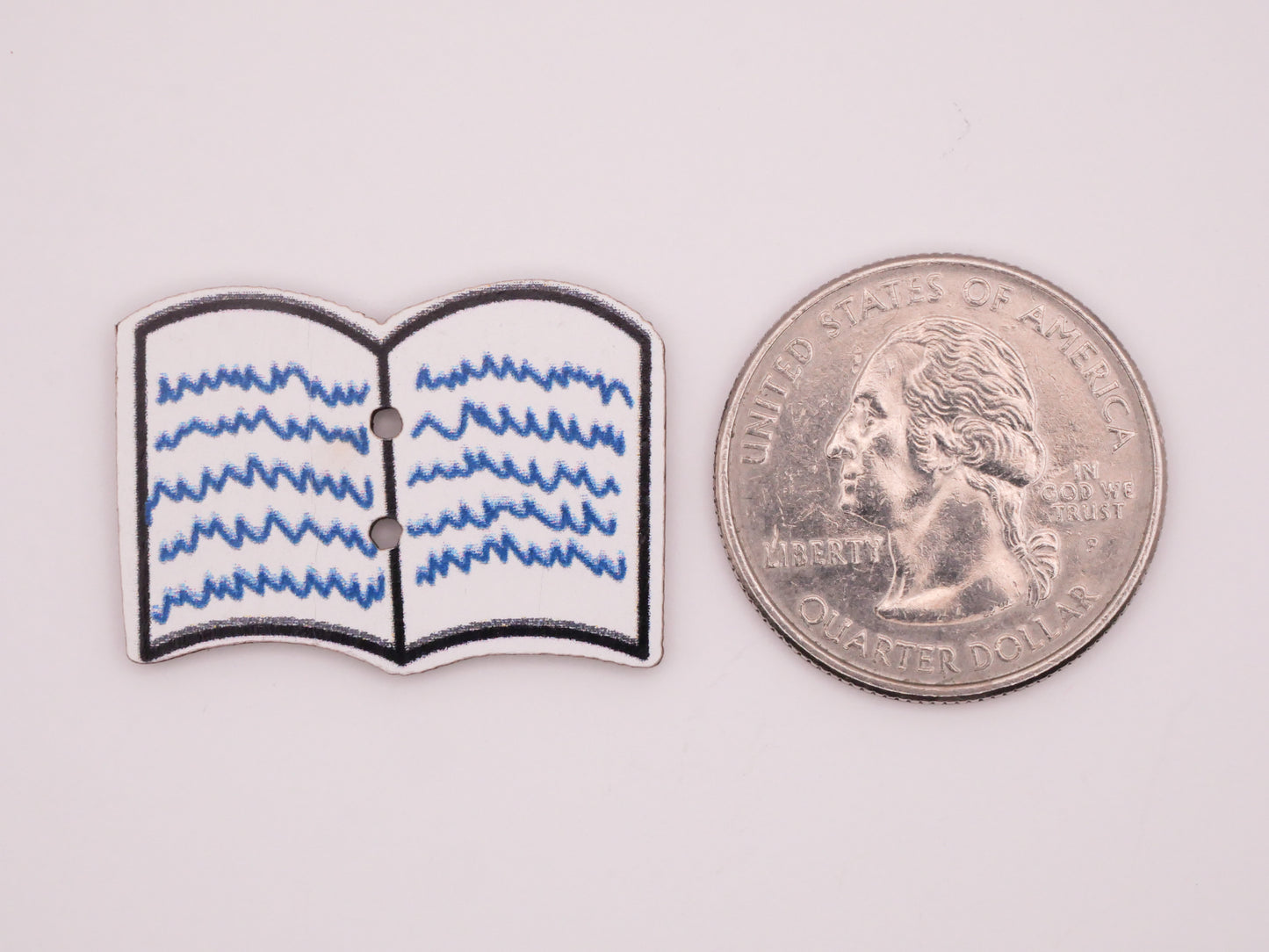 Open Book Writing Wood Pair of Buttons 21x30mm