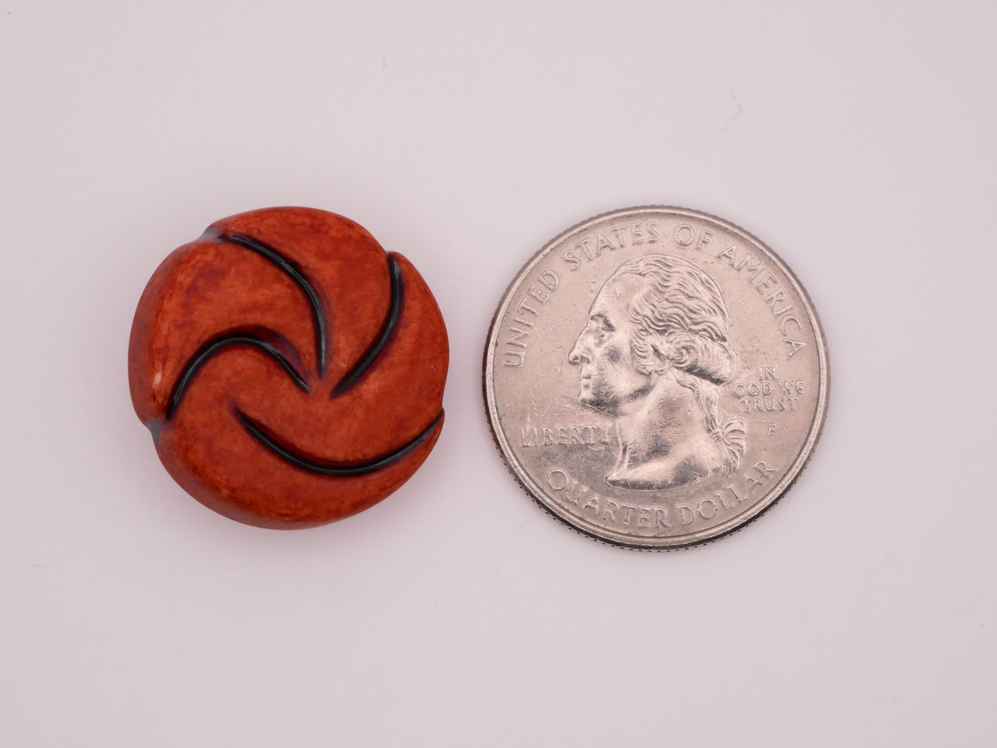 Whirlpool Carved Look Red Vintage Plastic Button 22mm