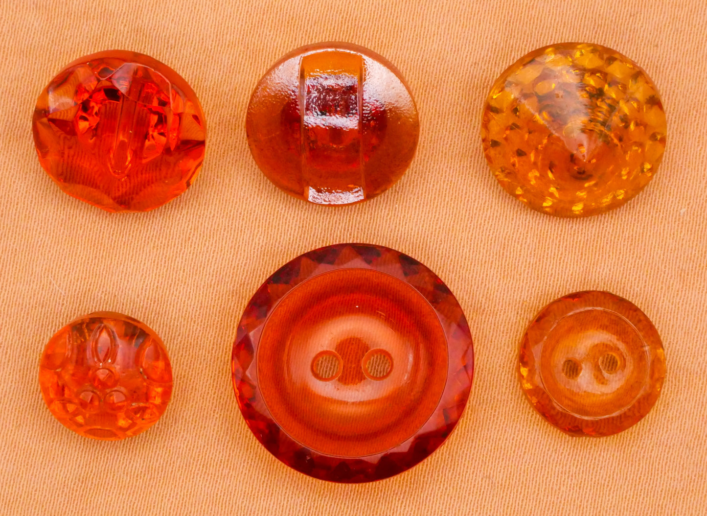 Transparent Glass Yellow Cognac Vintage Button Various 9-19mm