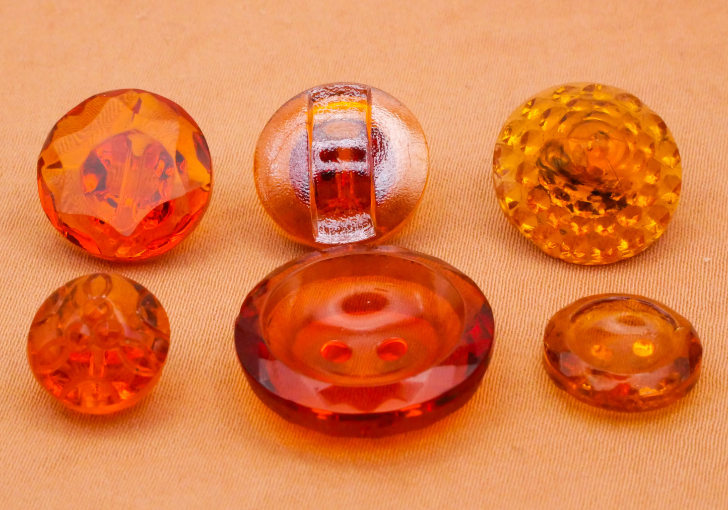 Transparent Glass Yellow Cognac Vintage Button Various 9-19mm