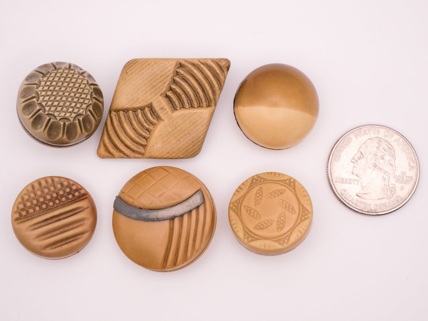 Celluloid Bubble Tight Top Texture Tan Vintage Button Various 22-43mm
