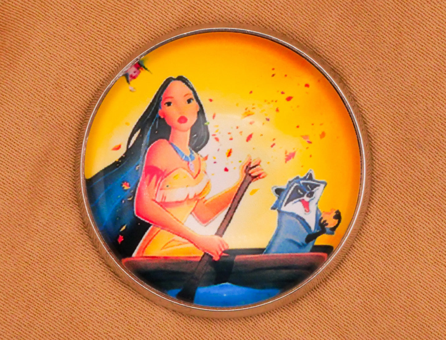 Disney Aladdin Little Mermaid Pocahontas Alice in Wonderland Glass Dome Silver Metal Button Various 27mm