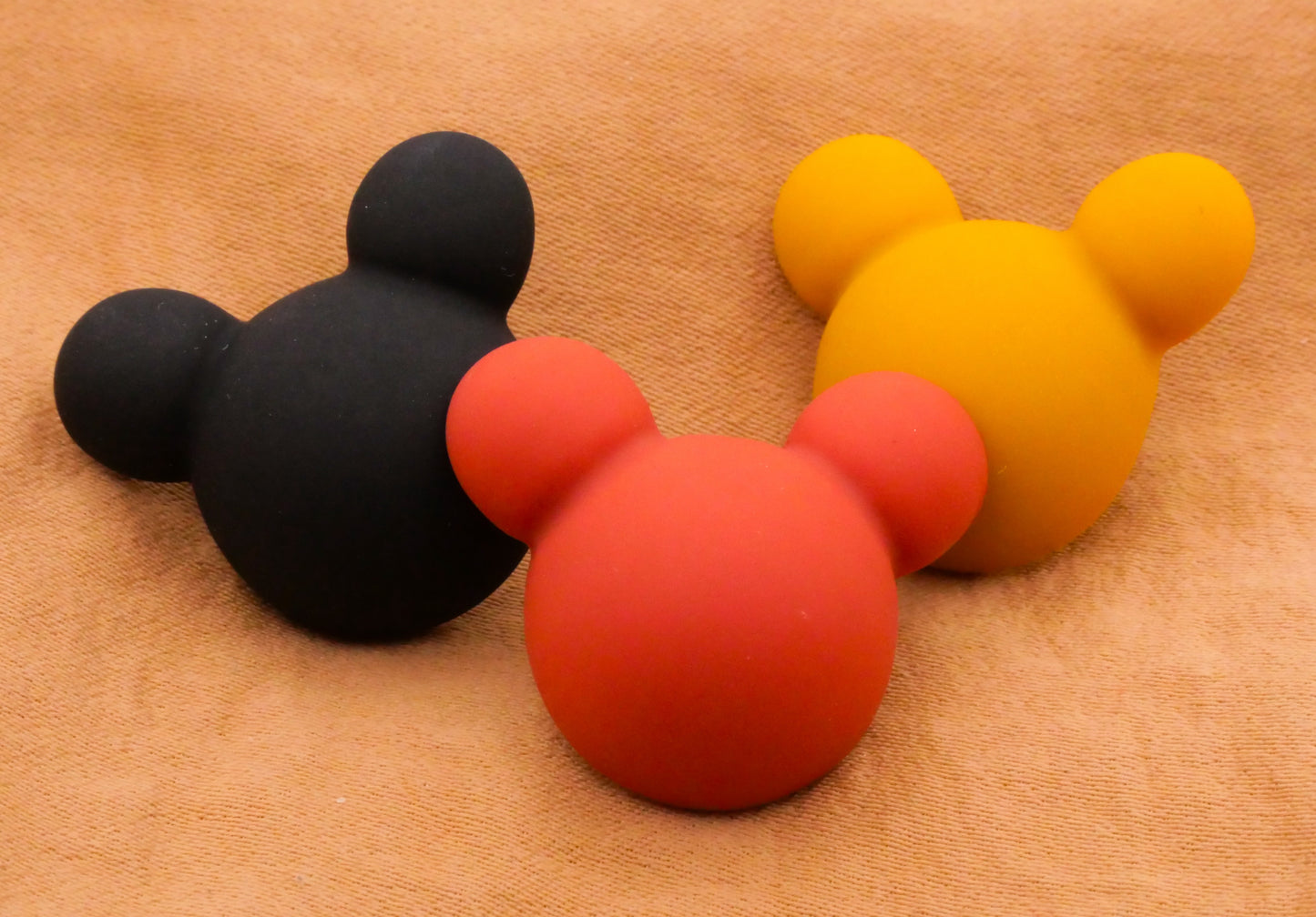 Mickey Mouse Black Rust Mustard Soft Plastic Set of Three Buttons 20x24mm