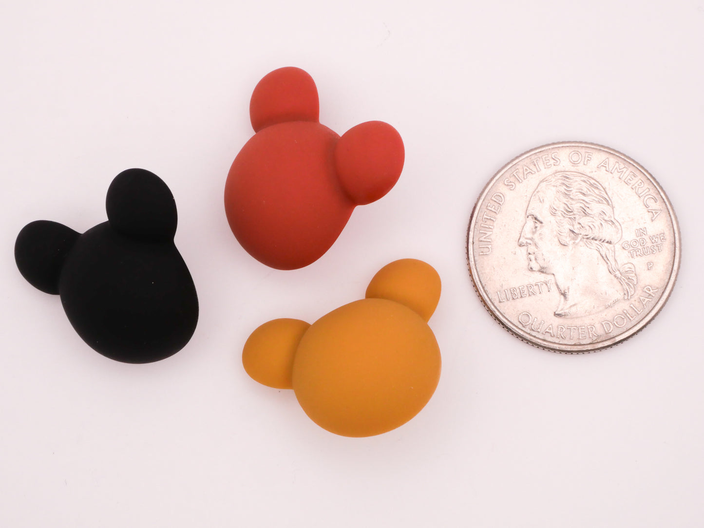 Mickey Mouse Black Rust Mustard Soft Plastic Set of Three Buttons 20x24mm