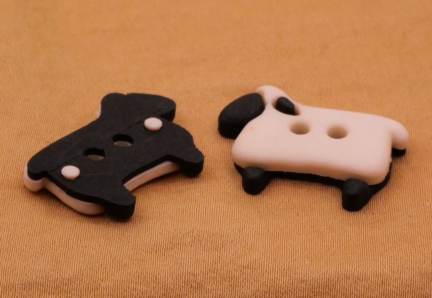 Sheep Lamb White Black Plastic Pair of Buttons 17x24mm