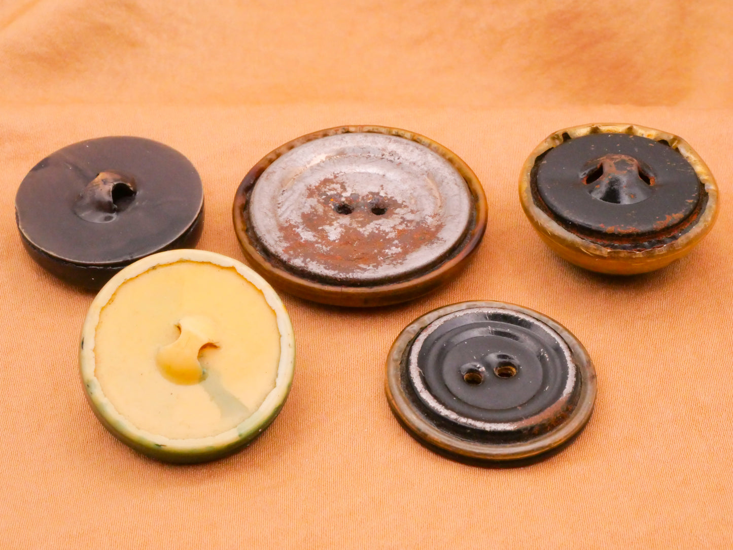 Art Deco Blue Green Bronze Celluloid Early Plastic Button Various 27-36mm