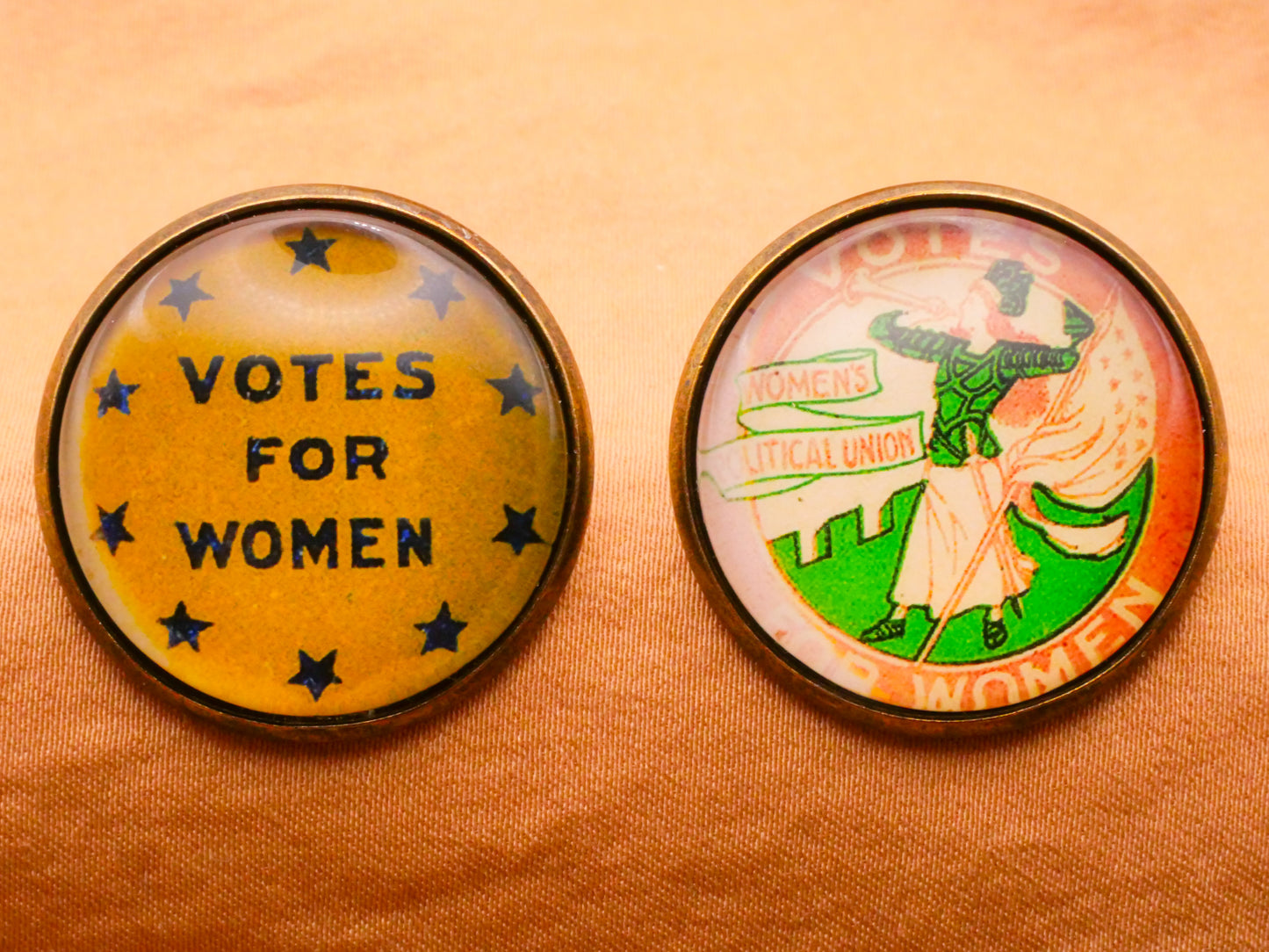 Votes For Women Suffragettes 19th Amendment Vintage Button Reproduction Glass Dome Bronze Metal Button Various 28mm