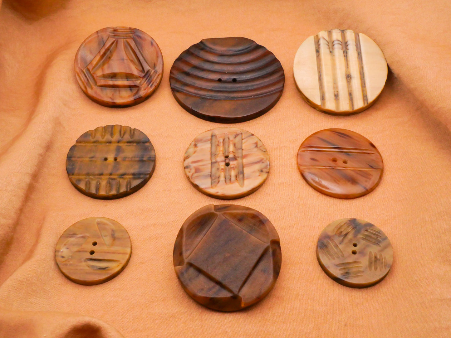 Marbled Neutrals Early Plastic Button Various 28-54mm