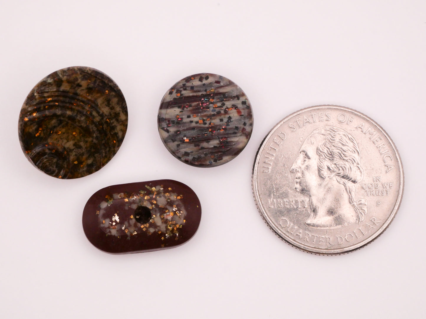 Composition Glitter Vintage Composite Plastic Button Various 11-18mm