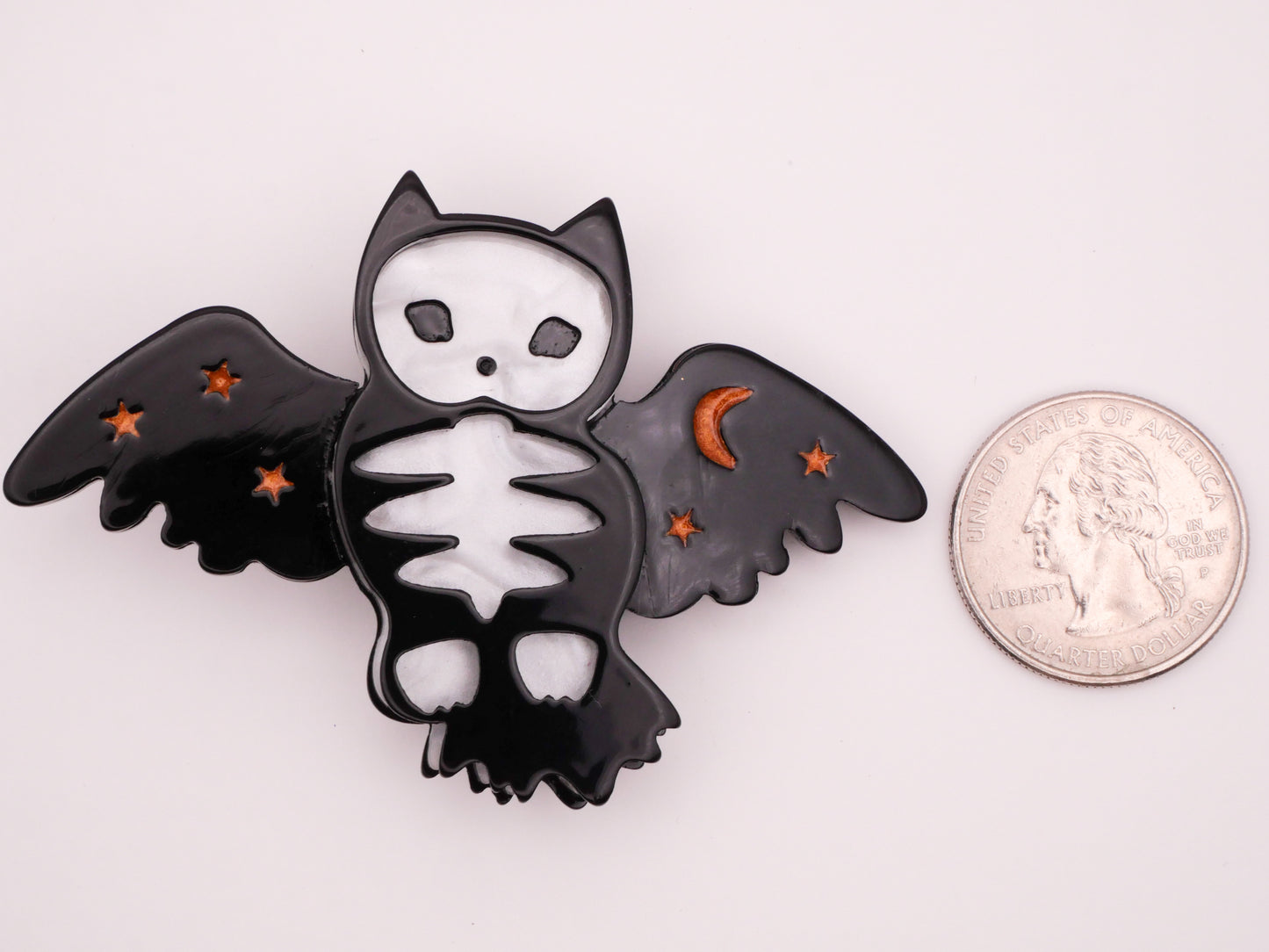 Owl Bird Skeleton Moon Star Acrylic Plastic Large Button 49-73mm