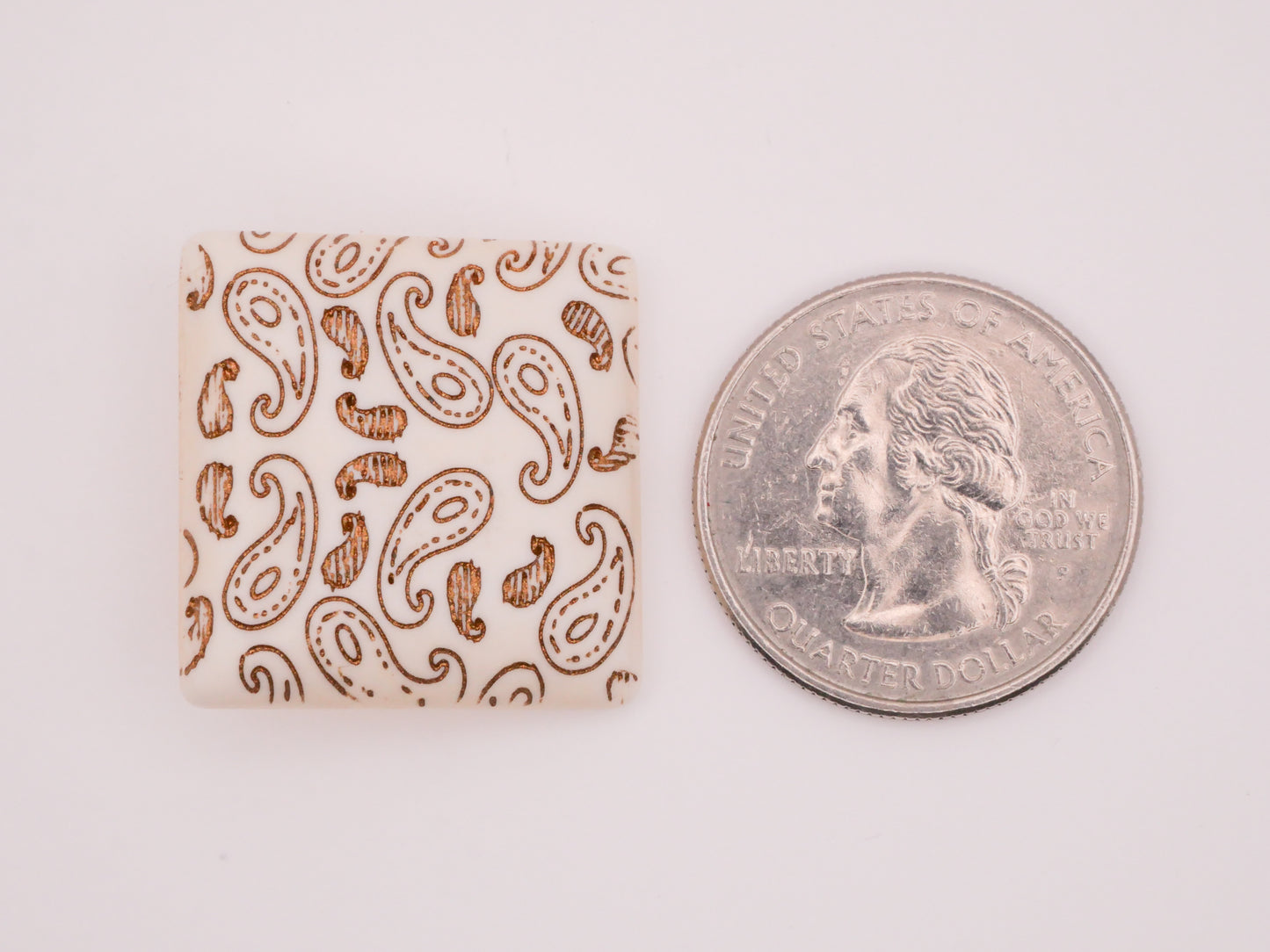 Paisley Gold Pattern Square Plastic Button 25mm