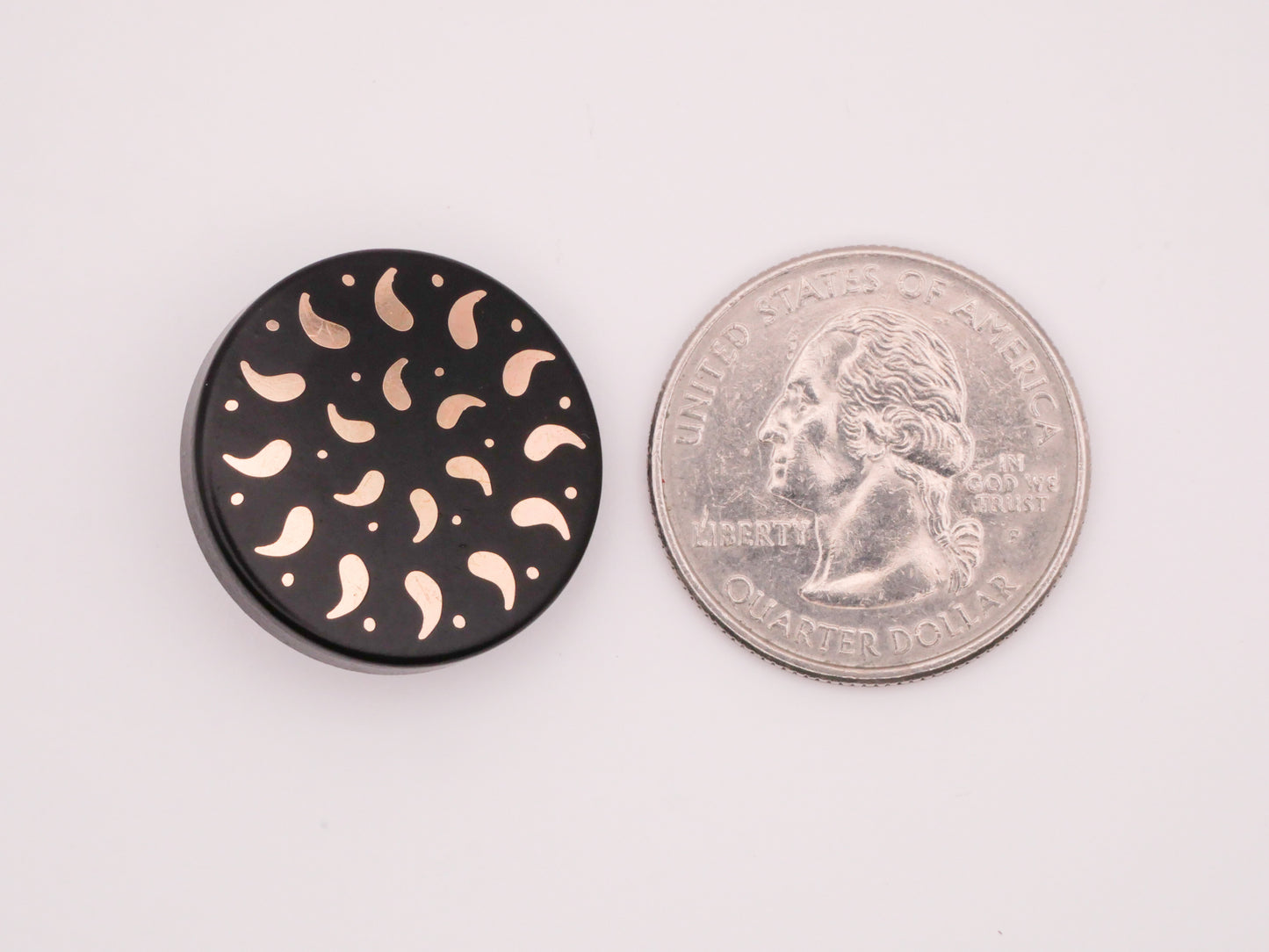 Paisley Sun Mandala Black Gold Metal Button 23mm