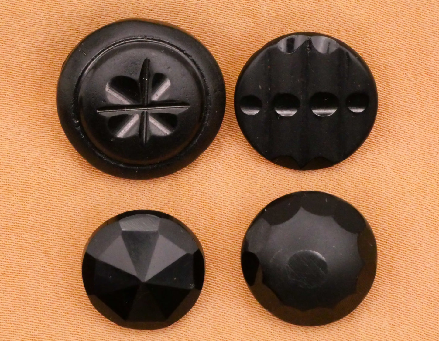 Black Glass Matte Shiny Vintage Button Various 13-18mm