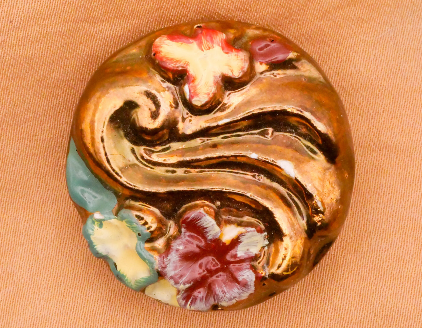 Art Nouveau Swirl Flowers Plaster Vintage Button Various 30mm