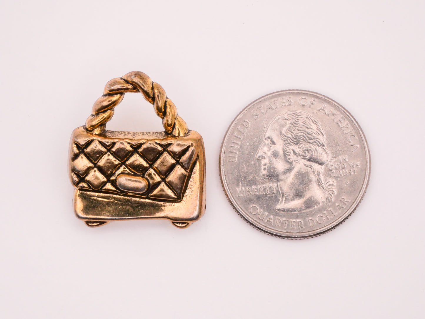 Purse Handbag Gold Plastic Pair of Buttons 22x25mm