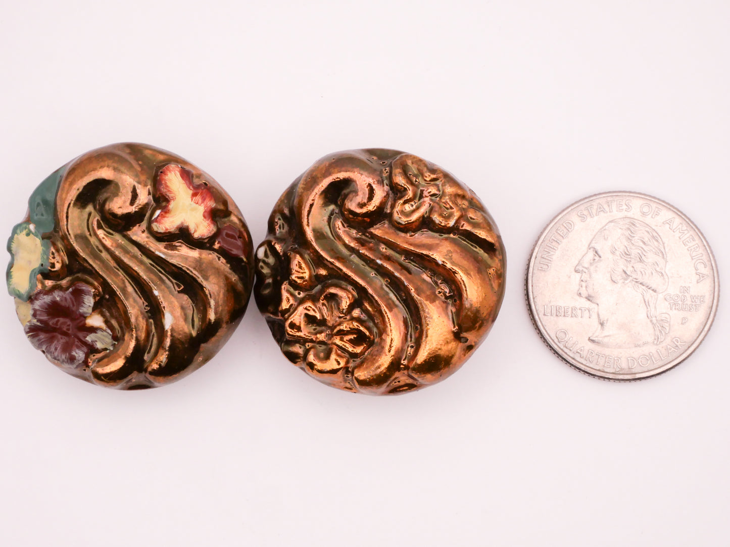 Art Nouveau Swirl Flowers Plaster Vintage Button Various 30mm
