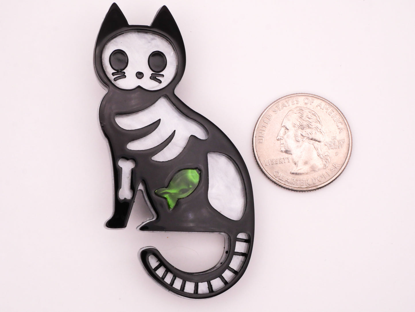 Skeleton Cat Fish Large Acrylic Plastic Button 35x71mm