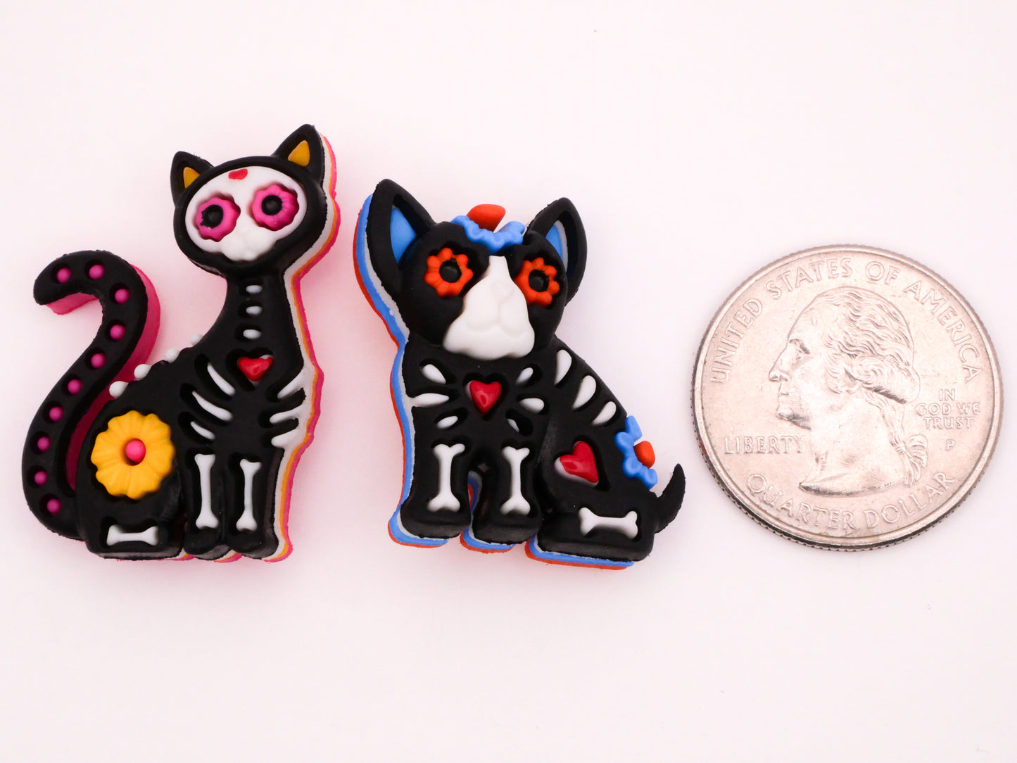 Sugar Skull Skeleton Cat Dog Animals Plastic Button Various 22-33mm