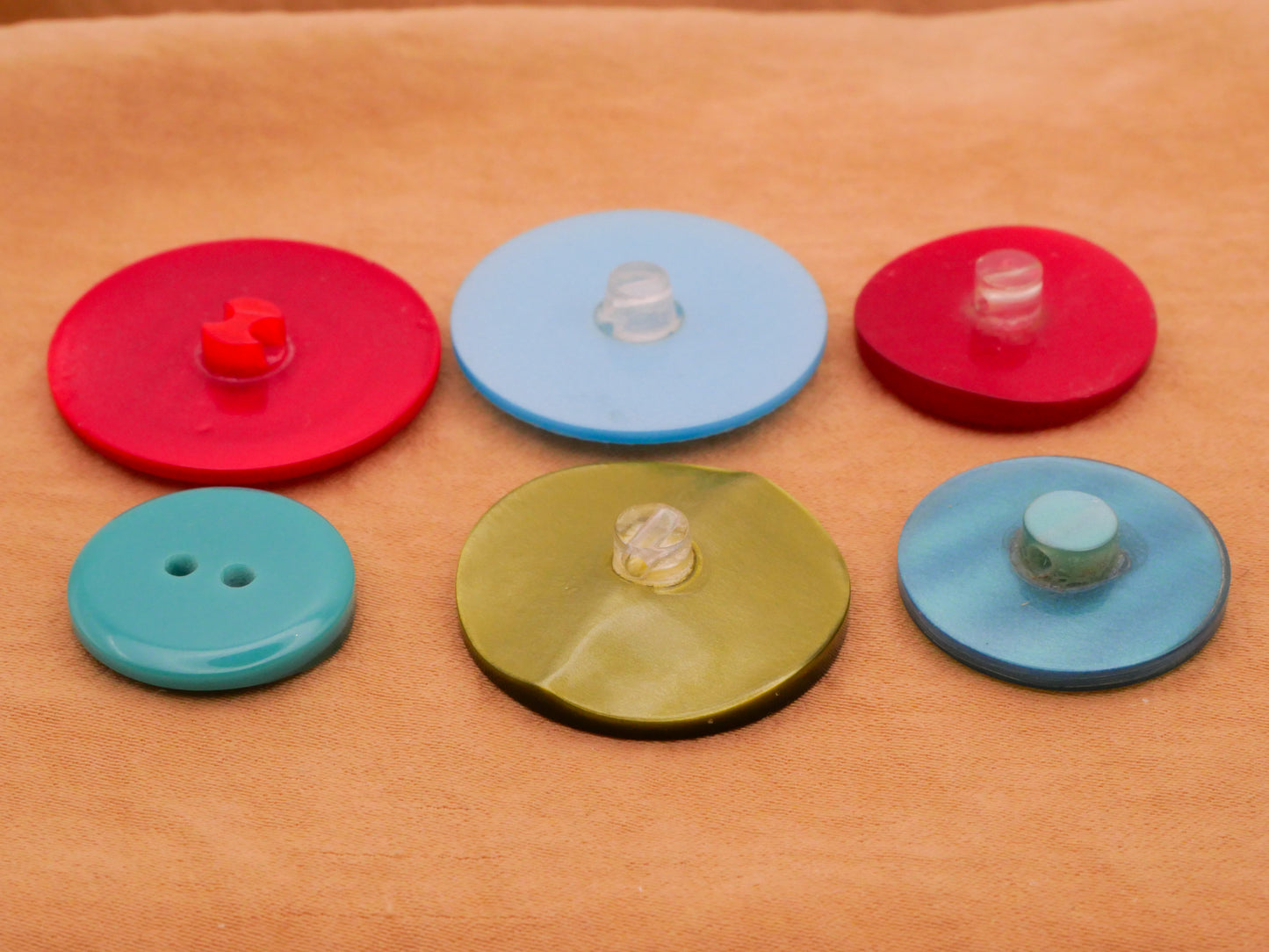 Pearlized Plastic Red Aqua Green Vintage Plastic Button Various 21-26mm