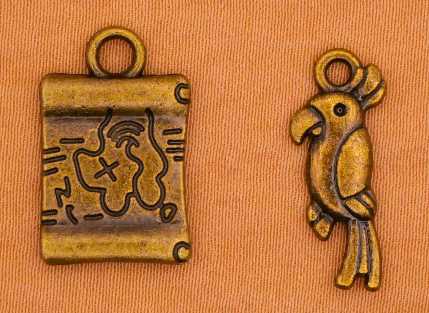 Pirate Treasure Map Parrot Bronze Metal Charms Embellishments Various 8-20mm