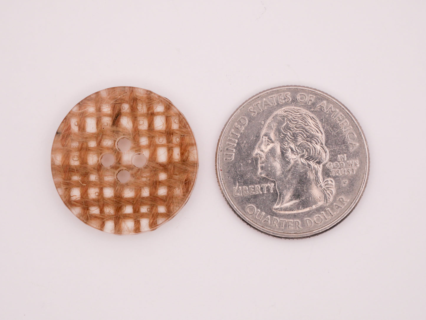 Burlap Natural Weave Resin Plastic Button 23mm