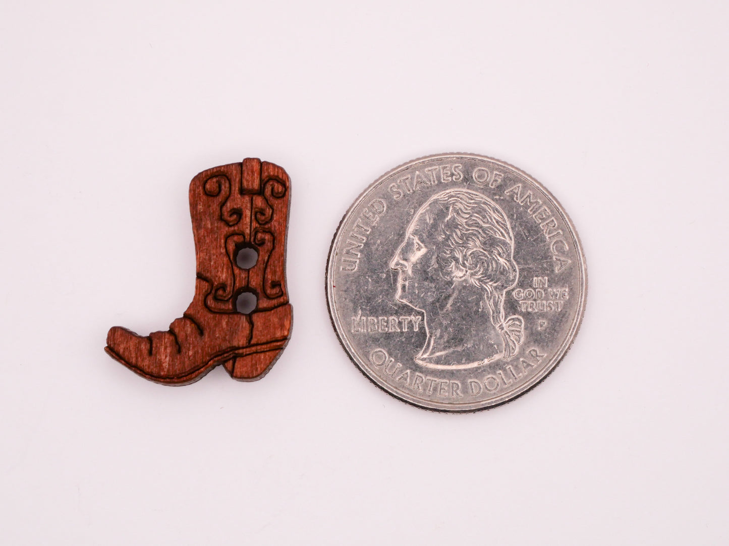 Cowboy Boot Laser Cut Wood Set of Eight Buttons 17x20mm