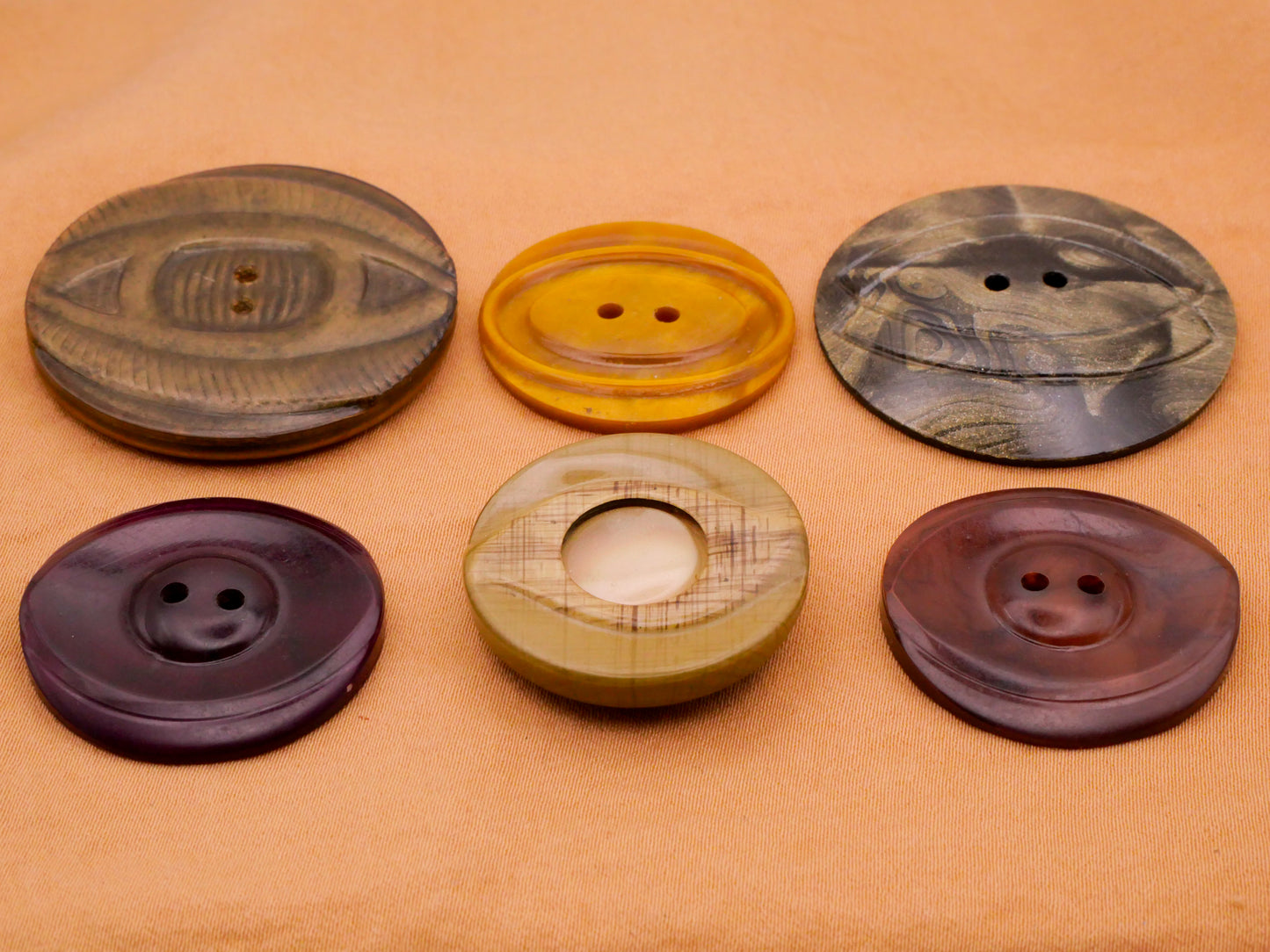 Eye Design Fall Color Celluloid Early Plastic Button Various 28-37mm