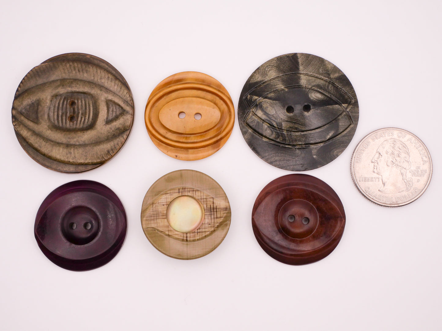Eye Design Fall Color Celluloid Early Plastic Button Various 28-37mm