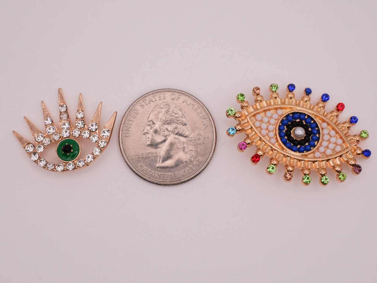 Eye Rhinestone Pearl Gold Metal Button Various 22-37mm