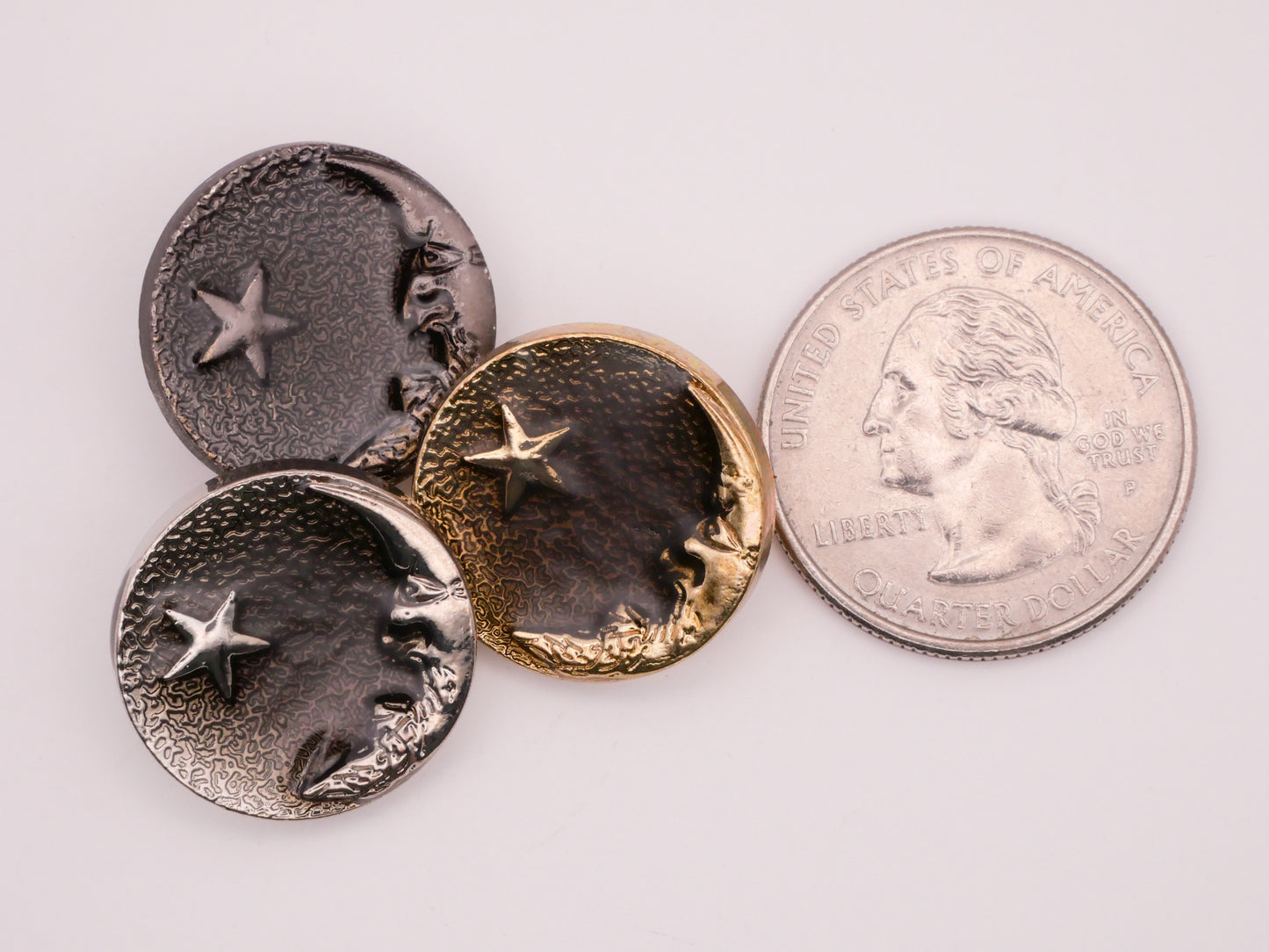 Moon Star Enamel Silver Gunmetal Gold Metal Button Various 20mm