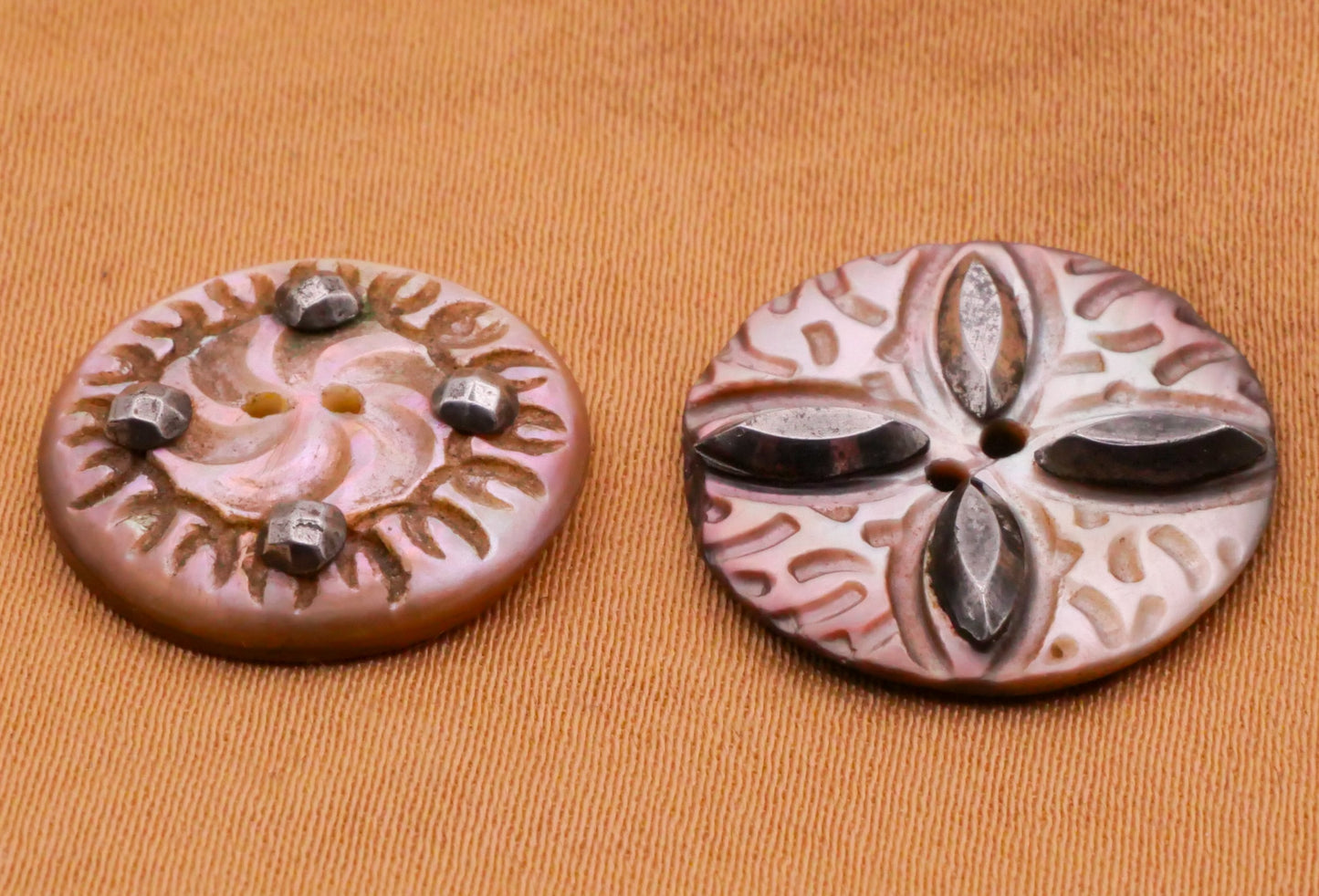 Sun Cross Carved Smoky Mother of Pearl Steel Cut Button Various 16-18mm