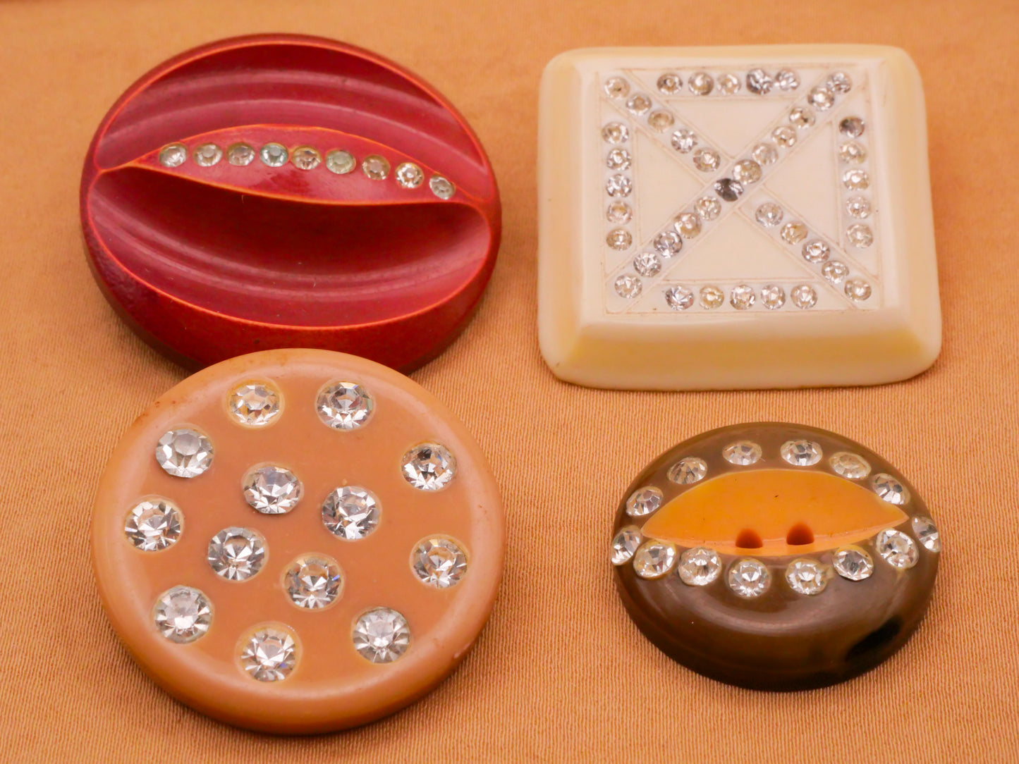Rhinestone Eye X Celluloid Early Plastic Vintage Button Various 24-34mm