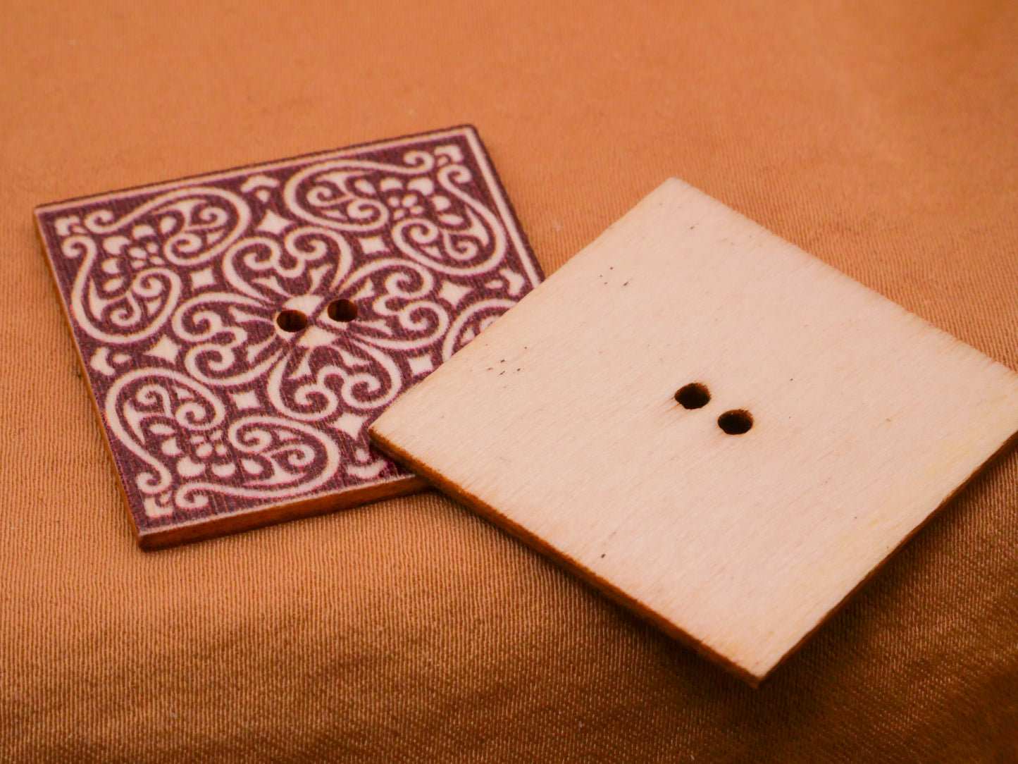 Terracotta Tile Old World Look Wood Set of Ten Buttons 30mm