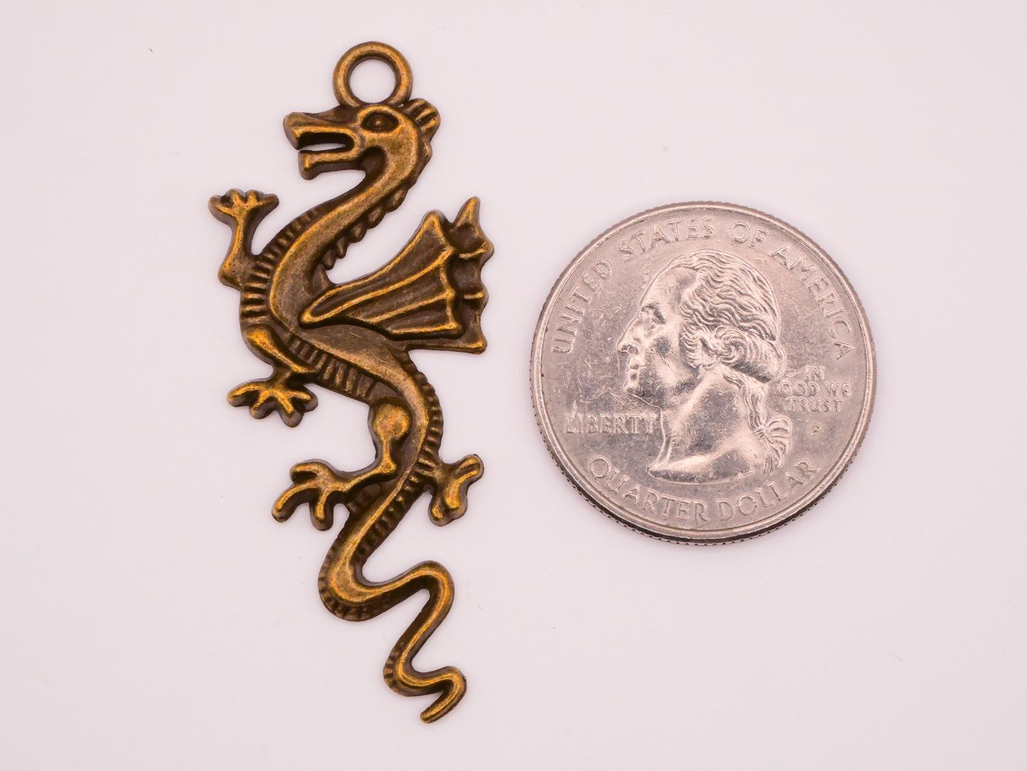 Dragon Wings Bronze Metal Large Pair of Charms Embellishments 20x48mm