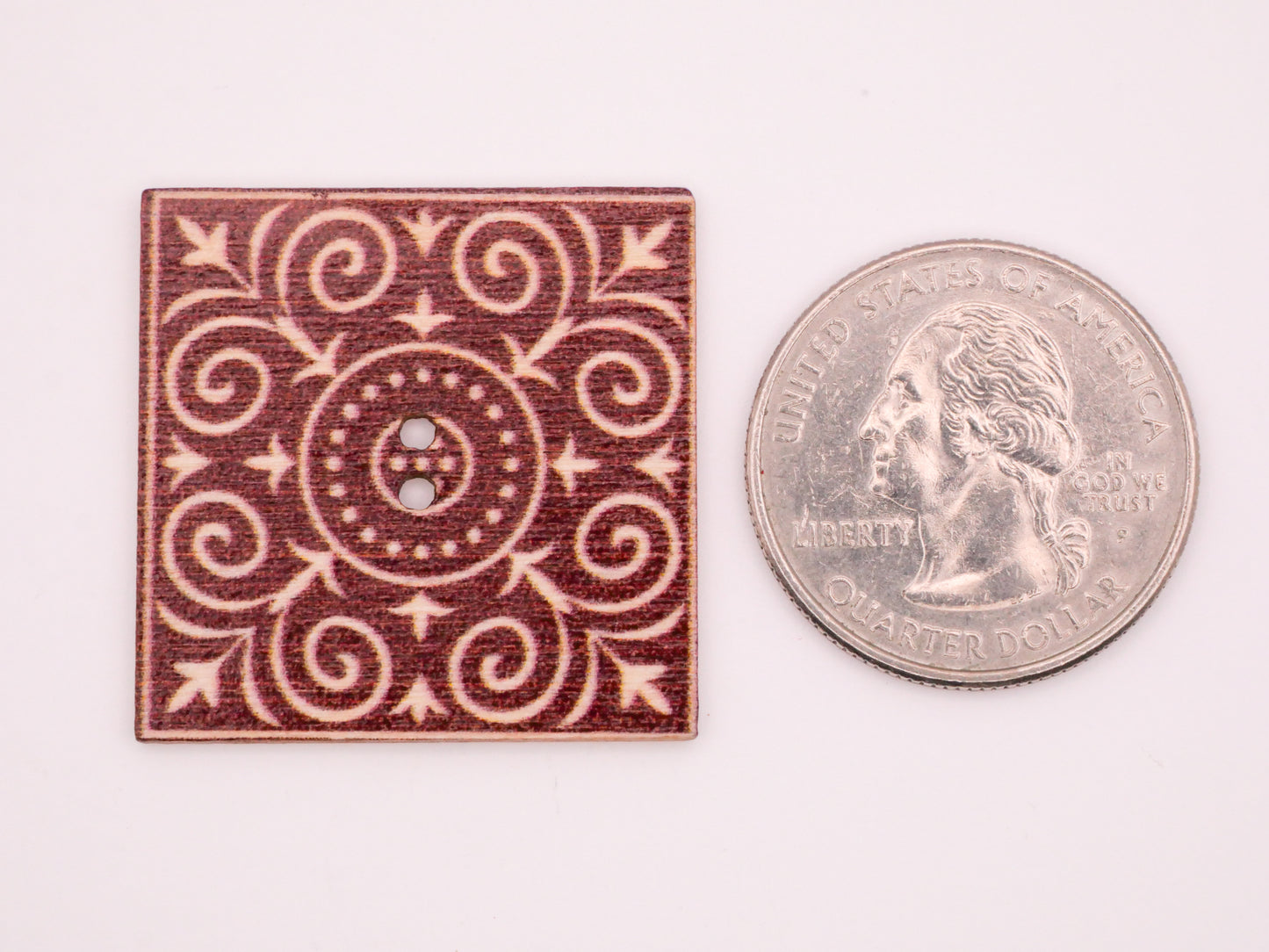 Terracotta Tile Old World Look Wood Set of Ten Buttons 30mm