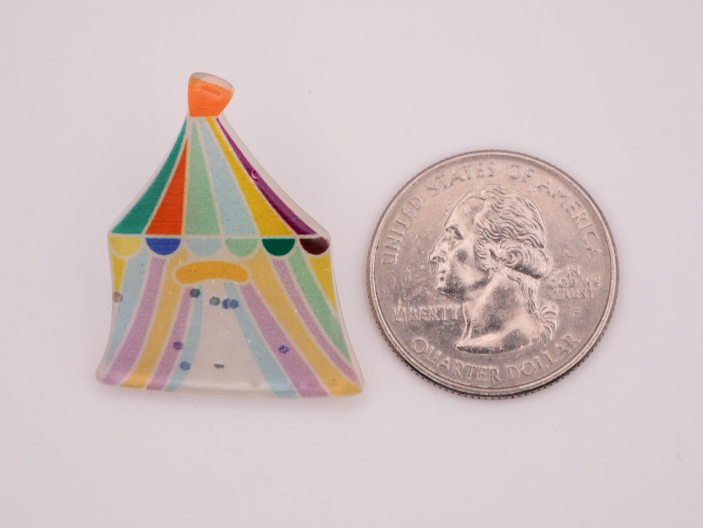 Circus Big Tent Striped Glitter Plastic Button 26x32mm