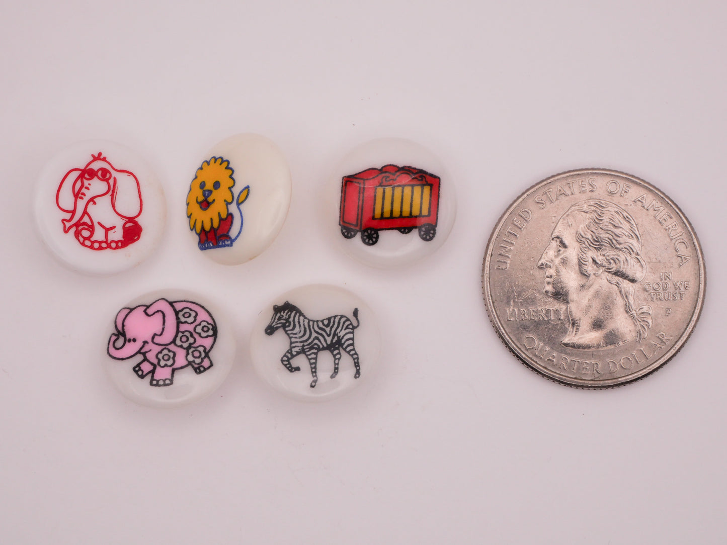 Circus Animal Train Box Car Vintage Plastic Button Various 14-15mm