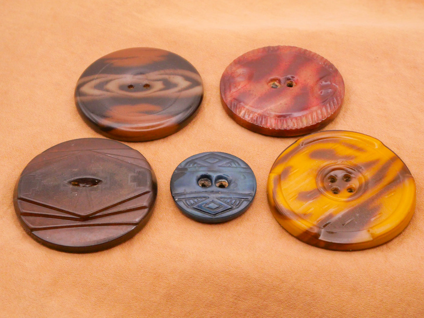 Celluloid Tribal Native American Inspired Early Plastic Button Various 23-39mm