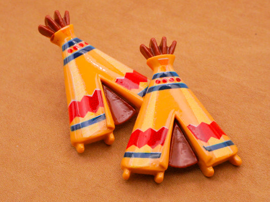 Tepee Teepee Native American Tent Plastic Pair of Buttons 29x38mm