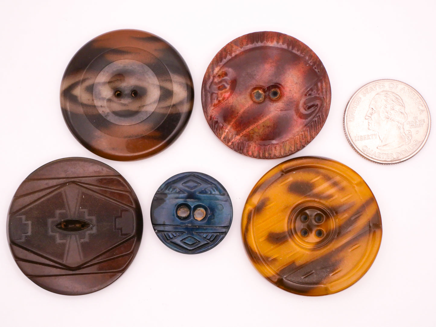 Celluloid Tribal Native American Inspired Early Plastic Button Various 23-39mm
