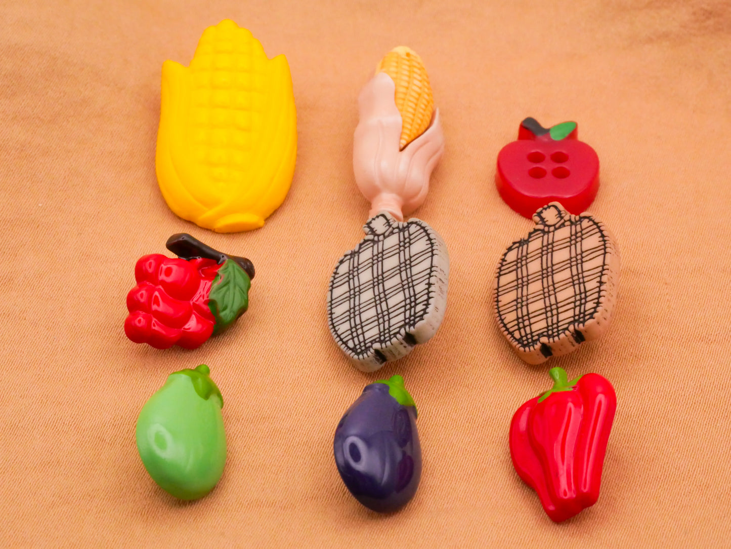 Vegetables Farming Realistic Plastic Button Various 11-29mm