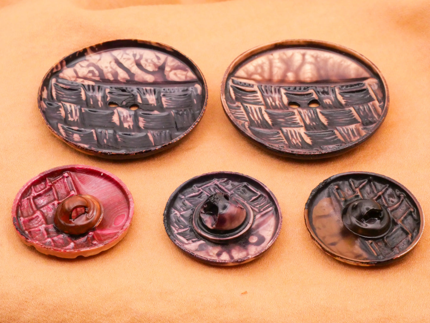 Basketweave Basket Woven Celluloid Early Plastic Button Various 26-43mm