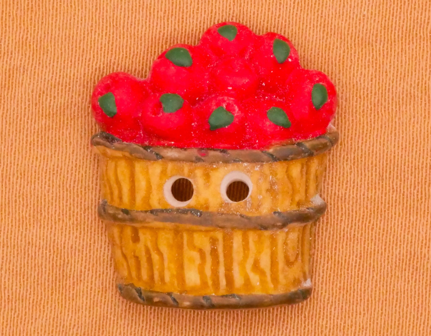 Apple Bushel Vintage Hand-Painted Plastic Button 18x21mm